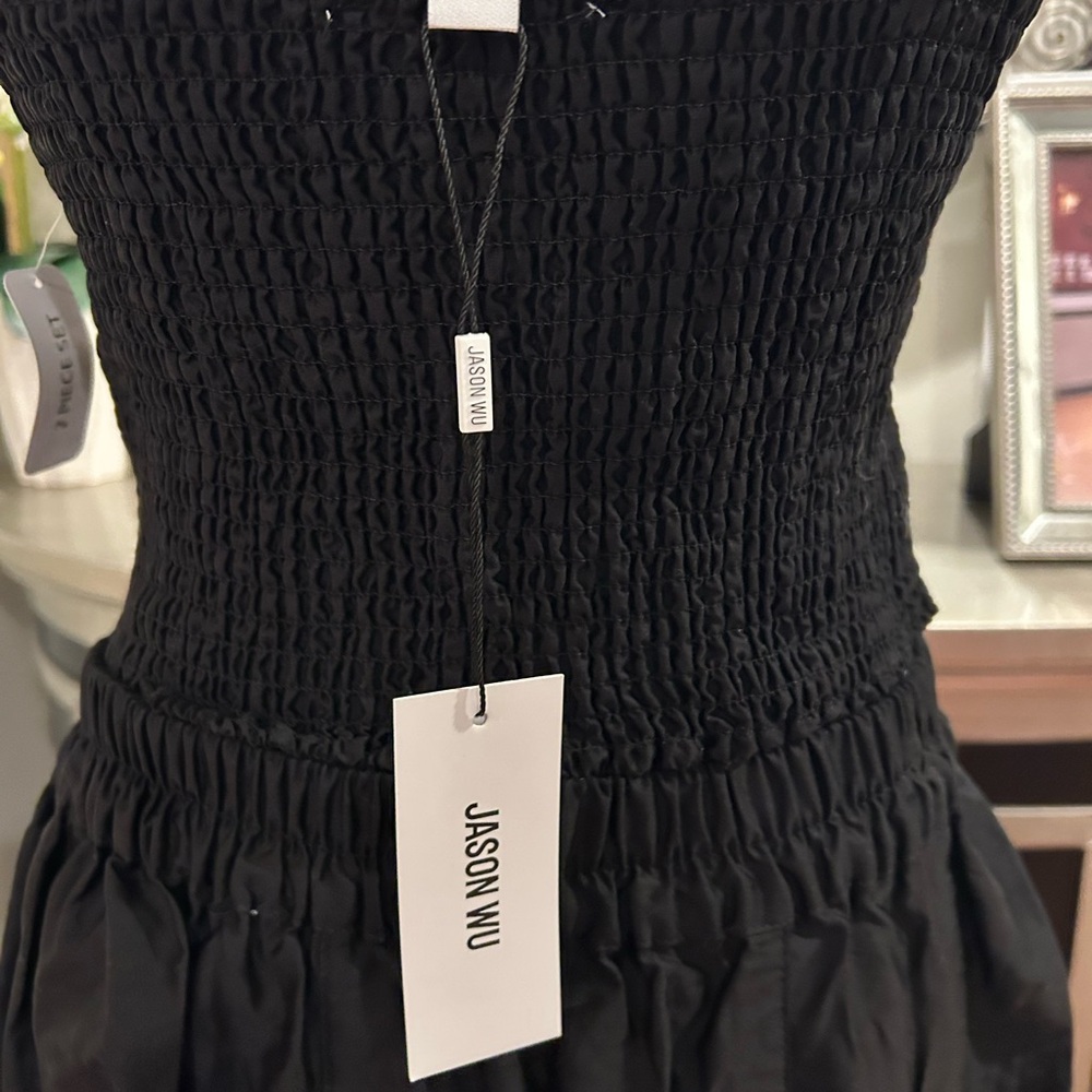 Jason Wu Black Maxi Skirt Set with White Embroidered Trim size M #163 NWT - Picture 4 of 10